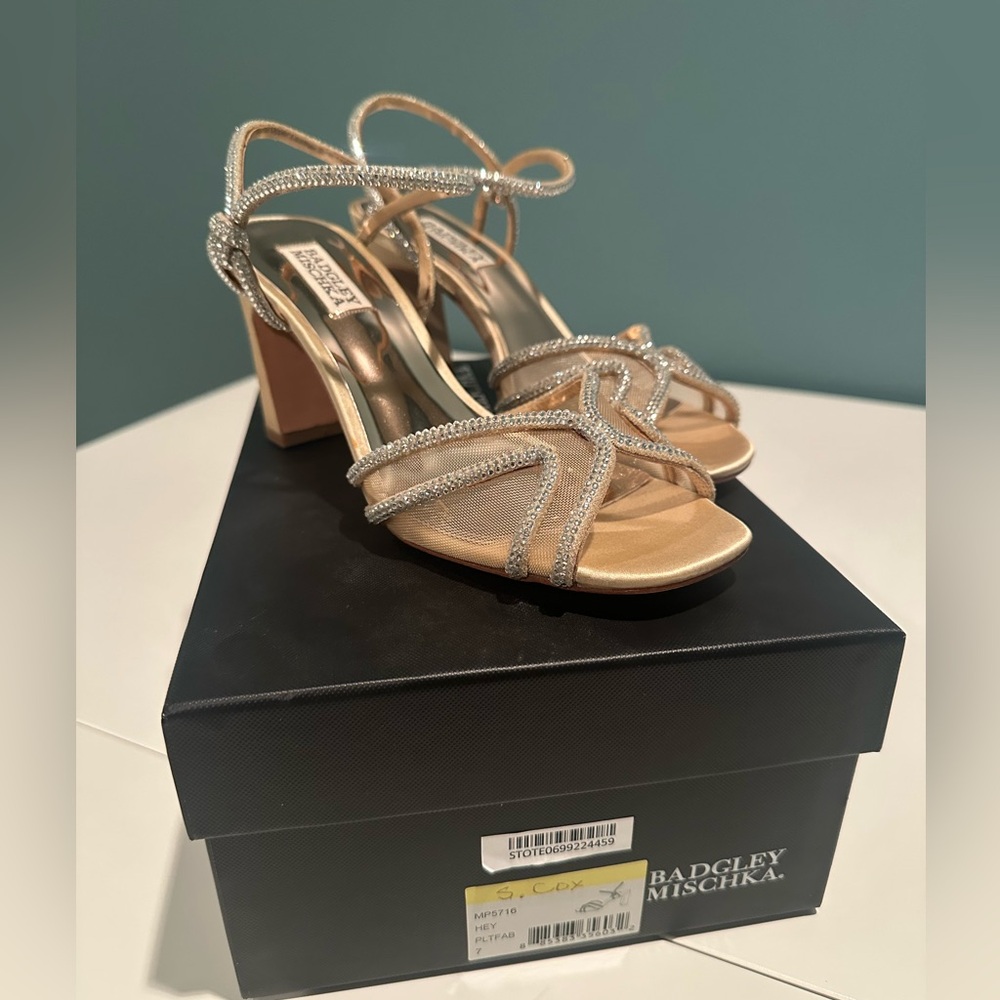 Badgley Mischka Strappy Gold and Silver Heels